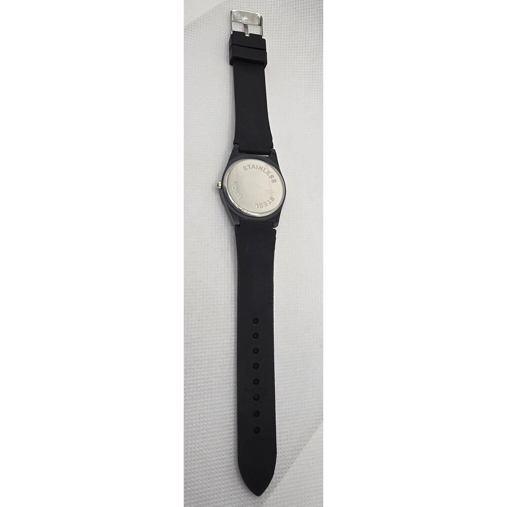 Unisex Quartz Round White Dial Large Numbers Black Silicone Strap Watch 04 - Picture 8 of 9